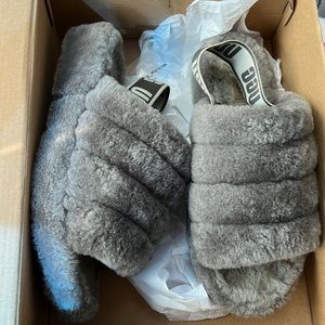 Grey Ugg slides